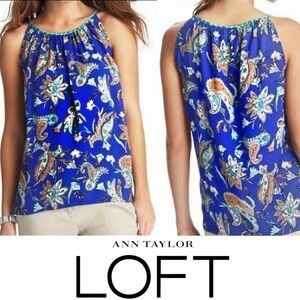 LOFT by ANN TAYLOR Women’s Petite Blue Paisley Halter Tank Top - Small Petite